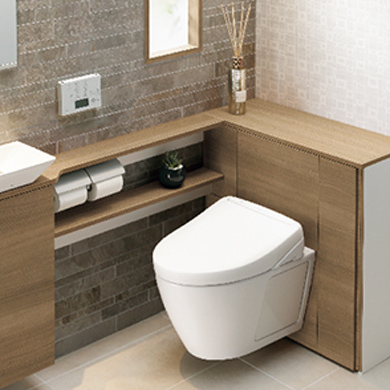 おトイレに収納とデザインを。