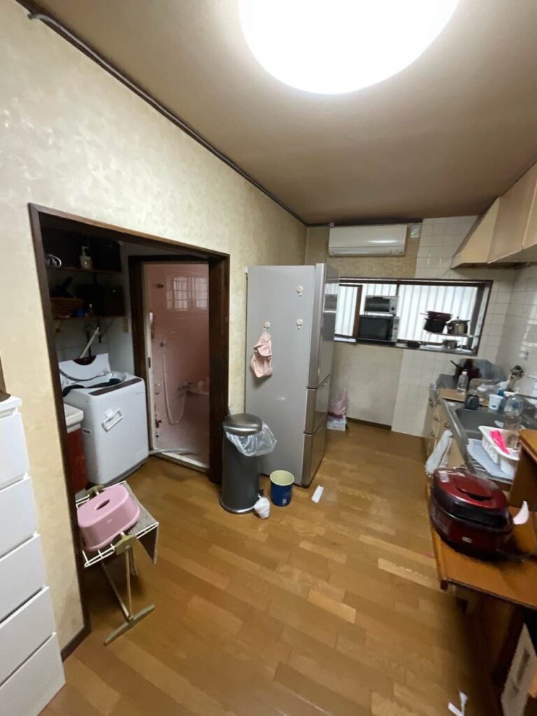 キッチンの背面にある脱衣スペース